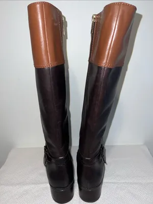 Bandalino Carlotta Knee High Two-Toned Brown Zip Up Riding Boots Size 9 thumbnail 4
