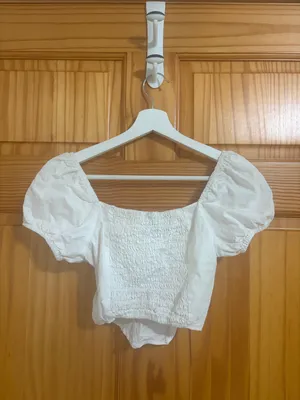 Divided Size XXS White Bohemian Style Crop Top thumbnail 5