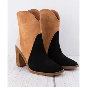 Chic CCOCCI‎ Women's Kendall Tri-tone Ankle Boot Black/Camel/Taupe Size 7.5 thumbnail 2