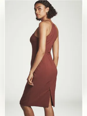 By Anthropologie Halter Cutout Slim Midi Dress in Cherrywood thumbnail 2