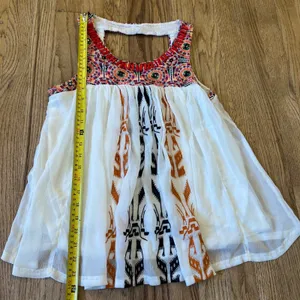 Akemi + Kin Anthropologie Embroidered Beaded Babydoll Tank Top White Small thumbnail 5