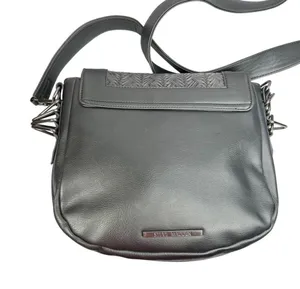 Steve Madden Gray Woven Faux Leather Crossbody Saddle Bag Purse thumbnail 3