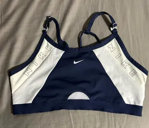 Nike Blue and White Sports Bra Size XXL thumbnail 1