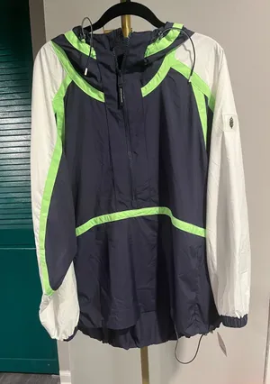 Free People movement Care FP Like The Wind Logo Jacket. NWT. Navy combo thumbnail 1