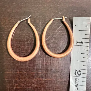 Oval Hoop Earrings Brown‎ Copper Color Statement Dangle Earrings Women thumbnail 5