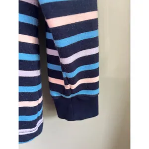 Lands End Serious Sweats Striped Quarter Zip Pullover Blue Multi XL 18 thumbnail 5
