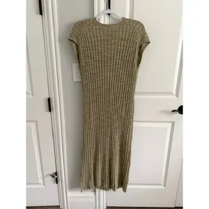 Everlane NWT Column Cotton Linen Eucalyptus Green Midi Dress Medium thumbnail 6