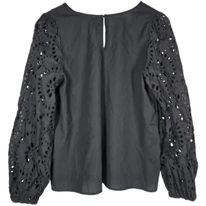 Lush Black Women's V-Neck Top with Lace Sleeves L NWOT‎ thumbnail 2