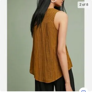 Anthropologie Akemi + Kin Sleeveless‎ Patterned Boho Brown Blouse thumbnail 5