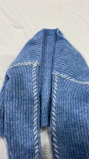 Anthropologie Chunky Baby Blue & White Cardigan thumbnail 2