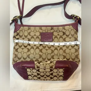 Coach Signature Monogram Canvas and Leather Hobo Shoulder Crossbody bag thumbnail 13