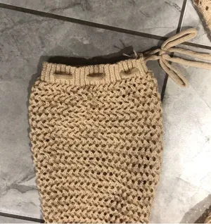 Crochet coverup dress adjustable Tan Size XXL thumbnail 4