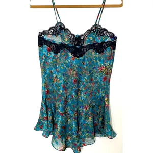 VTG Victorias Secret Gold Label Forest Green Nightwear Lacey Silk Coquettecore S thumbnail 3