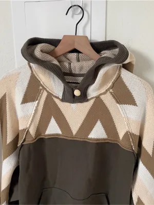 NWT Free People We The Free Seeing Double Hoodie Sweatshirt Feen Combo Green thumbnail 6