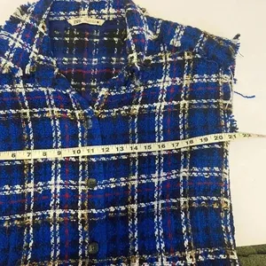 Zara Tweed Textured Mini Dress Size‎ S Small Raw Edge Oversized Check Button Up thumbnail 10
