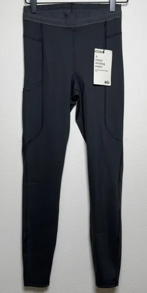 REI Mens Active‎ Pursuits Tights Small Black Sweat-Wicking 4-Way Stretch Pockets thumbnail 1