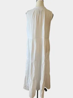 NWT Boden Double Cloth Tiered Maxi Dress White Cotton 8P Medium D0911 thumbnail 4