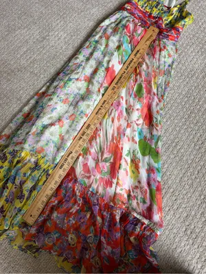 Anthropologie Yellow Floral Pleated Dress with Purple and Teal Accents size 0 thumbnail 6