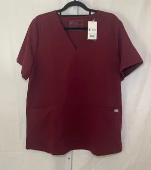 NWT FIGS Casma Three-Pocket Scrub Top - Womens Size XL - Burgundy thumbnail 1