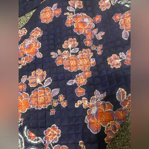 Avon Blue and Orange Floral Quilted Polyester Tote Bag thumbnail 5