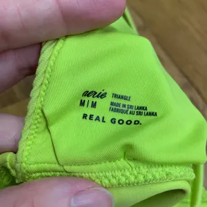 Aerie Triangle Bikini Top Ribbed Neon Green Womens Size Medium‎ Swimwear Summer thumbnail 3