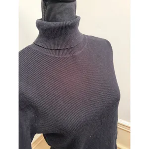 Lauren Ralph Lauren Black Ribbed Turtleneck Sweater Cotton Modal Blend Slim Fit thumbnail 2