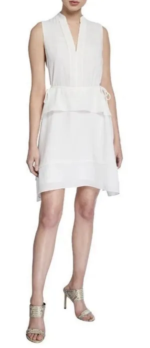 Club‎ Monaco Raelee Sleeveless V-Neck Peplum Dress Size 0 White thumbnail 1