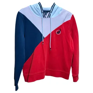 Nautica Colorblock Hoodie Women’s Medium Red Navy White Pullover 2019 thumbnail 2