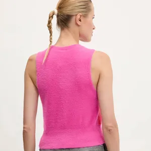 NWT adidas Fluffy Knitted Vest Fuzzy Soft Pink Red Small Semi Lucid Fuchsia thumbnail 3