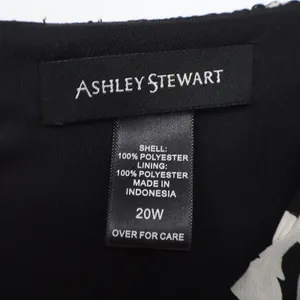Ashley Stewart Dress Womens 20W Floral Ruffle Black White Sleeveless Excellent thumbnail 2