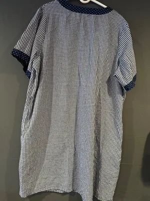 Croft & Barrow 2X Gingham Zip House Dress Robe Navy White Grannycore Comfy thumbnail 6