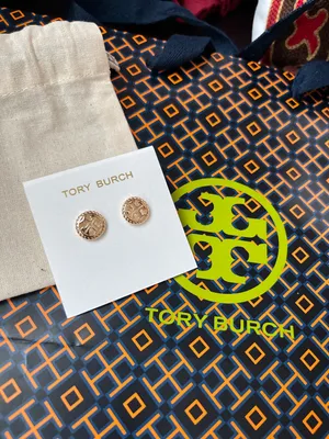 Tory Burch Golden Logo Earrings Rope NEW with pouch thumbnail 2
