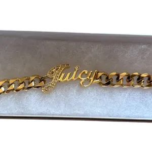 Juicy Couture "juicy" Crystal Gold Tone Magnetic Clasp Vintage thumbnail 2