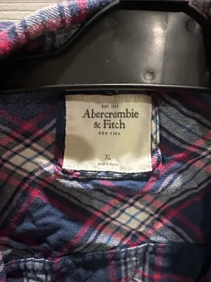 Abercrombie & Fitch Blue and Red Plaid Flannel Shirt thumbnail 2