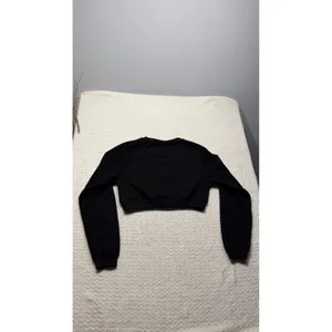 Alphalete Women Black Cropped Sweatshirt Logo Raglan Fleece XS 4707 thumbnail 2