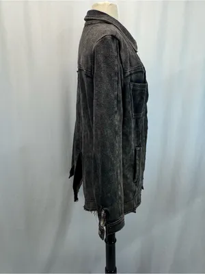 Washed Black Shacket Jacket M Womens Edgy Grunge Western Urban Casual Festival thumbnail 9
