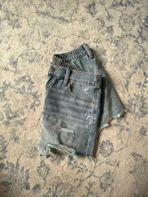 Aerie Light wash distressed denim short thumbnail 5