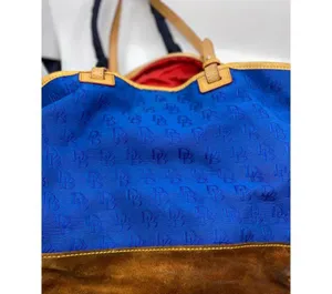 Dooney & BOURKE Blue Brown Large Fabric Tote Bag thumbnail 15