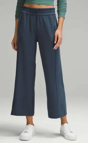 Lululemon Ribbed Softstreme Mid-Rise Wide-Leg Cropped Pant 25" True Navy thumbnail 1