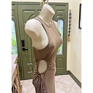 Beautiful Coffee-Colored Maxi Dress – Size S thumbnail 4