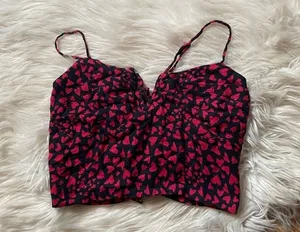 Urban Outfitters Black And Red Heart Crop Top thumbnail 1