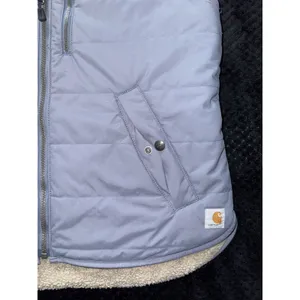 Carhartt Vest Women's Blue Quilted Reversible Sherpa Lined Fleece Workwear Sz M thumbnail 4