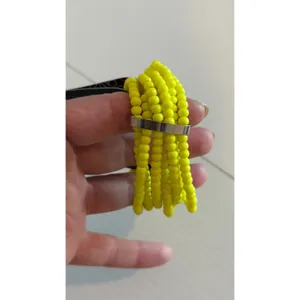 Paparazzi Neon Yellow 5-Strand Seed Bead Stretch Bracelet Silver Bar Accent thumbnail 3