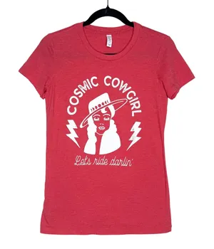 Western Cosmic Cowgirl Graphic Tee Size Medium Country Concert Festival T-Shirt thumbnail 1