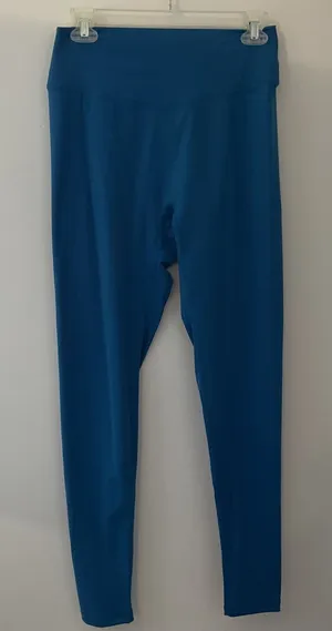 Sunzel Women Teal Blue High Waisted Leggings V-Back Seam Hidden Pocket Size L thumbnail 1