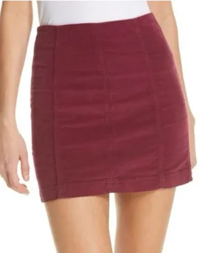 Free People Maroon Corduroy Mini Skirt thumbnail 1