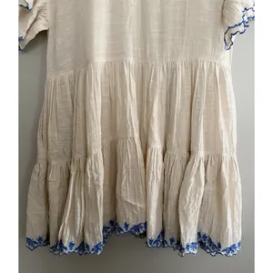 Free People Santiago Embroidered Boho Mini Dress Ivory and Blue‎ Size Medium thumbnail 6