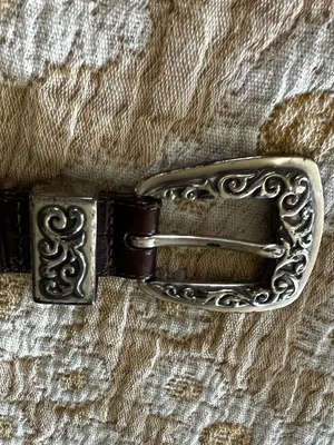 Brighton Brown croc Embossed Belt With Silvertone Hardware Vintage thumbnail 6
