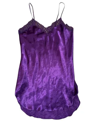 Victoria's Secret vintage dark purple satin lace nightgown women’s size large thumbnail 1