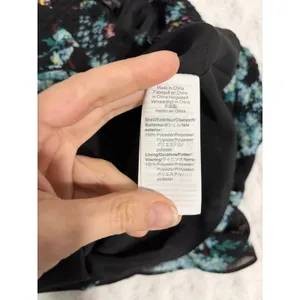 J. Crew Black Botanical Bees Print Smocked Waist Ruffle High Neck Midi Dress M thumbnail 6